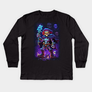 The Deadmaster Skeletoon Kids Long Sleeve T-Shirt